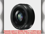 Panasonic Lumix G H-H020AK 20mm F/1.7 II ASPH Lens for Panasonic/Olympus Micro Four Thirds