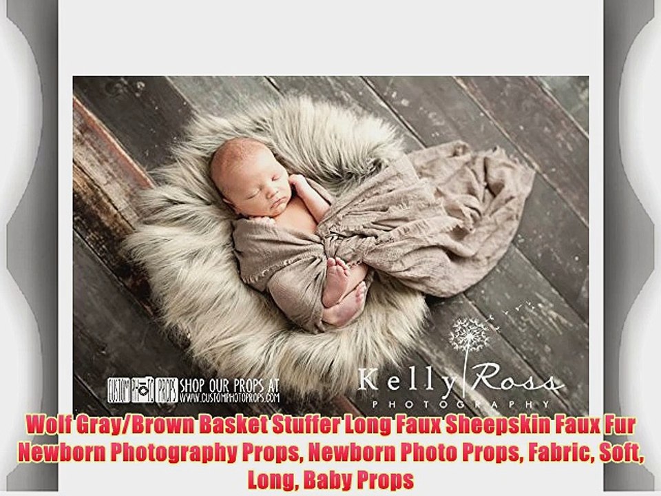 Wolf Gray/Brown Basket Stuffer Long Faux Sheepskin Faux Fur Newborn Photography Props Newborn