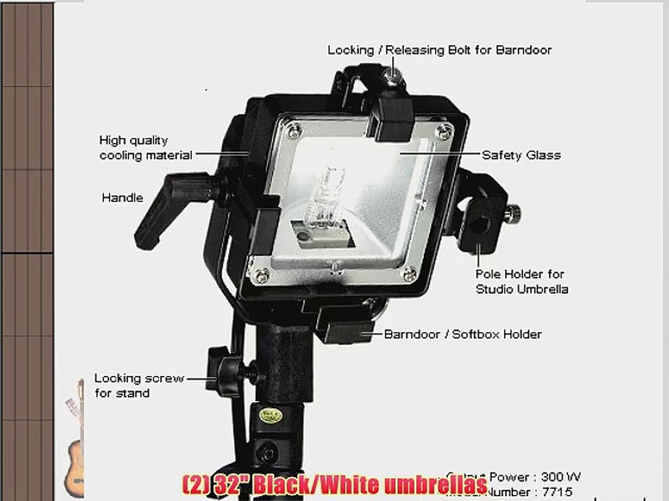 900 Watt 3 Light Halogen Kit with Umbrellas