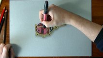 Drawing Time Lapse_ lady bug pendant - hyperrealistic art