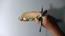Drawing Time Lapse_ McDonald's McFragbite (3 of 5 burgers) - hyperrealistic art