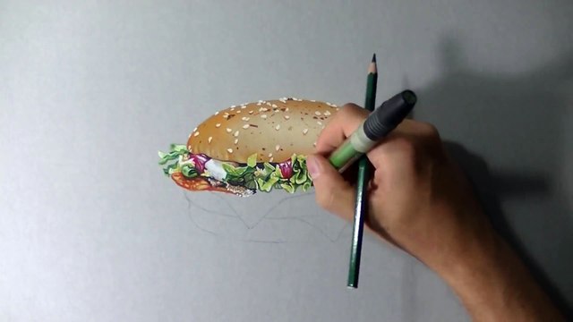 Drawing Time Lapse_ McDonald's McFragbite (3 of 5 burgers) - hyperrealistic art