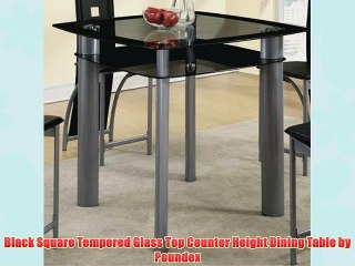 Black Square Tempered Glass Top Counter Height Dining Table By