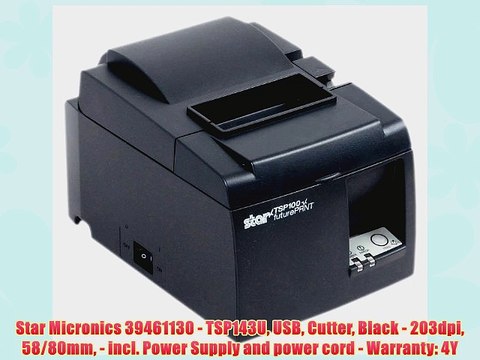 Star Micronics 39461130 - TSP143U USB Cutter Black - 203dpi 58/80mm - incl. Power Supply and