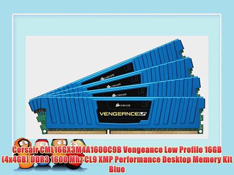 Corsair CML16GX3M4A1600C9B Vengeance Low Profile 16GB (4x4GB) DDR3 1600 Mhz CL9 XMP Performance