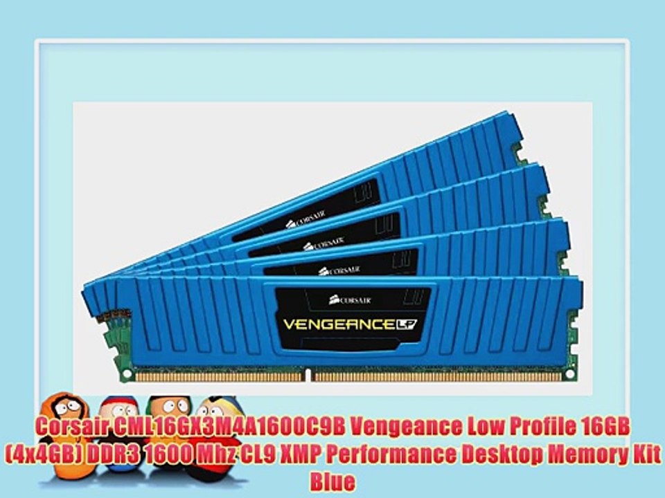 Corsair CML16GX3M4A1600C9B Vengeance Low Profile 16GB (4x4GB) DDR3 1600 Mhz CL9 XMP Performance