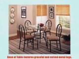5pc Dining Table and Chairs Set Metal Base Dark Brown Finish