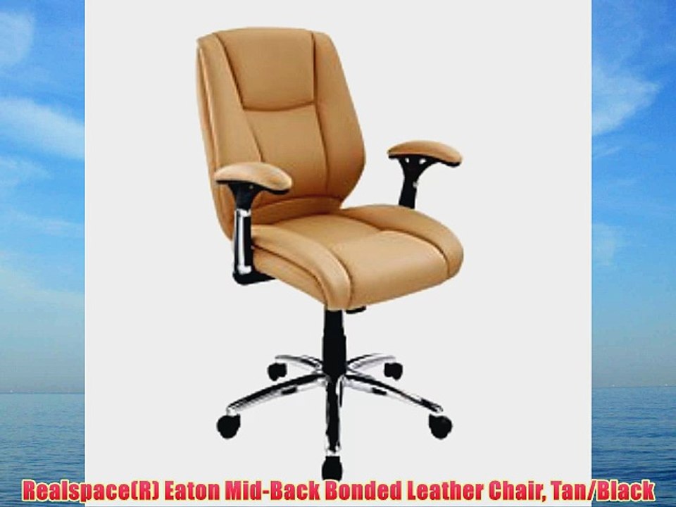Realspace(R) Eaton Mid-Back Bonded Leather Chair Tan/Black