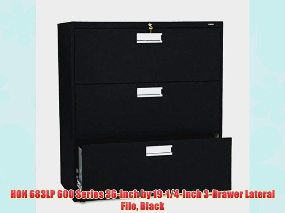 HON 683LP 600 Series 36-Inch by 19-1/4-Inch 3-Drawer Lateral File Black