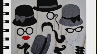 Photo Booth Party Props Mustache on a stick Mad Men inspired Grey hat party props