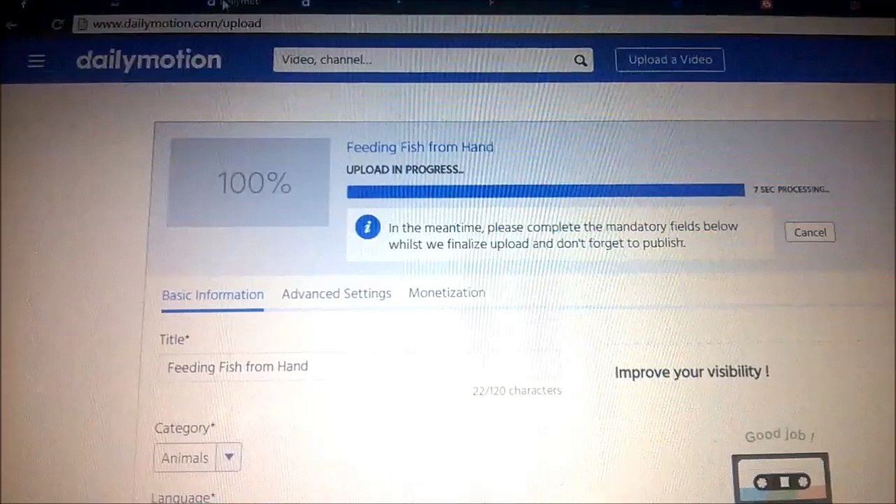DailyMotion Video Uploading Error