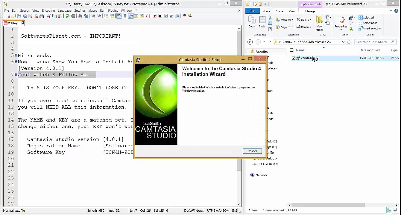 How to install and Activate Camtasia Studio Old Versions V4.0.1 with License Key Free Download