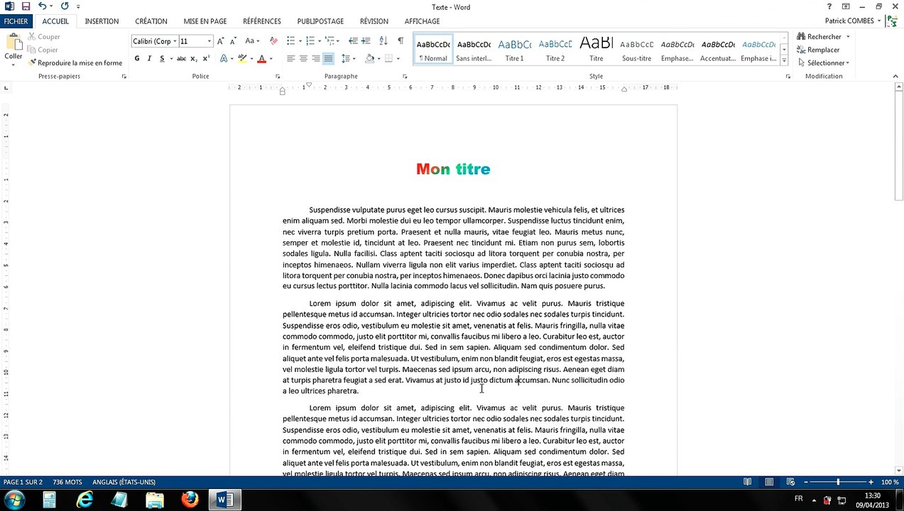 Tuto - Word 2013 - Insérer une note de bas de page et de fin de document