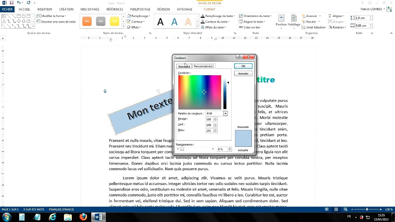 Tuto - Word 2013 - Créer et personnaliser un WordArt