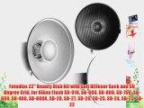 Fotodiox 22 Beauty Dish Kit with Soft Diffuser Sock and 50 Degree Grid for Nikon Flash SB-910