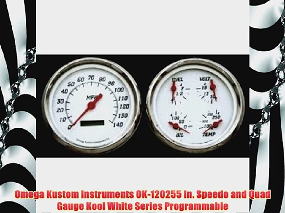 Omega Kustom Instruments OK120255 In Speedo and Quad Gauge Kool White Series Programmable