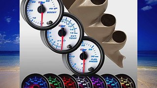 GlowShift Tan 0006 Chevrolet Silverado Duramax GMC Sierra Diesel Gauge Package White 7 Color 60 Boost 1500 EGT 30 Fuel P