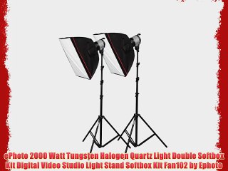 ePhoto 2000 Watt Tungsten Halogen Quartz Light Double Softbox Kit Digital Video Studio Light