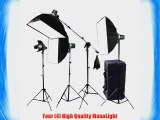 CowboyStudio Photo Studio Four Strobe Flash Lighting Kit with Carrying Case - 4 STUDIO FLASH/STROBE