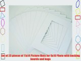 Pack of 25 11x14 WHITE Picture Mats Mattes with White Core Bevel Cut for 8x10 Photo   Backing