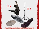 CowboyStudio Double Flash Shoe Swivel Bracket Kit with 2 Mounting Brackets 2 Umbrellas 2 Stand