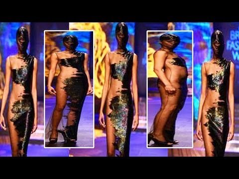 Hot Models In Transparent Dress Exposing On Ramp