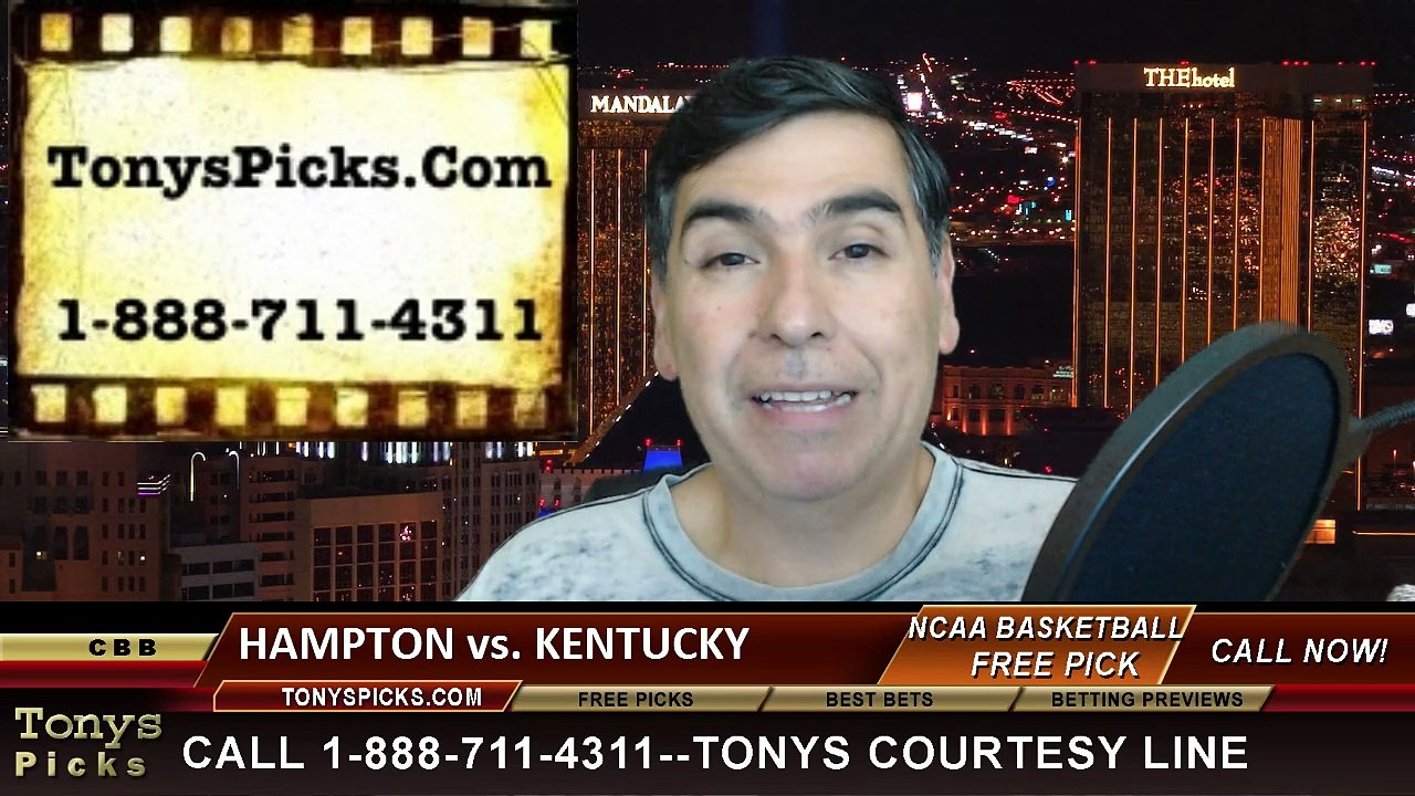 Kentucky Wildcats vs. Hampton Pirates Free Pick Prediction NCAA Tournament College Basketball Odds Preview 3-19-2015