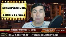 Duke Blue Devils vs. Robert Morris Colonials Free Pick Prediction NCAA Tournament College Basketball Odds Preview 3-20-2015
