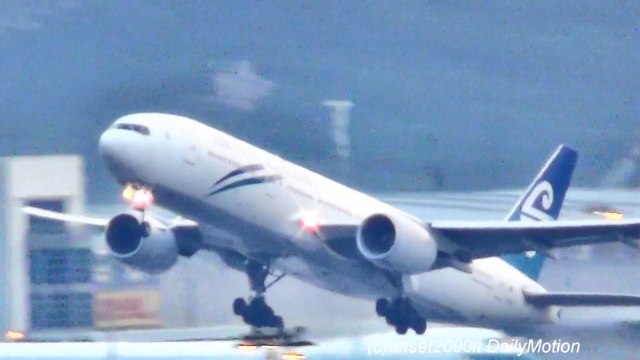 Air New Zealand Boeing 777 Takeoff from Hong Kong International Airport. Flight NZ 080 to Auckland