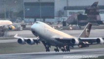 Boeing 747-400 Freighter UPS Takeoff from Hong Kong Airport N572UP. Cargo Plane