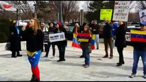 Venezolanos protestan en las afueras de la OEA por la aparición de Delcy Rodríguez