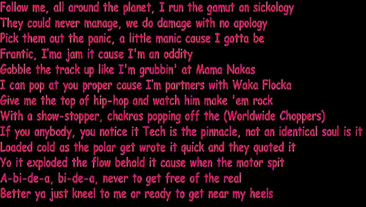 Fast Raps  Watsky, Tech N9ne, Twista, Busta Rhymes, Eminem.   Lyrics