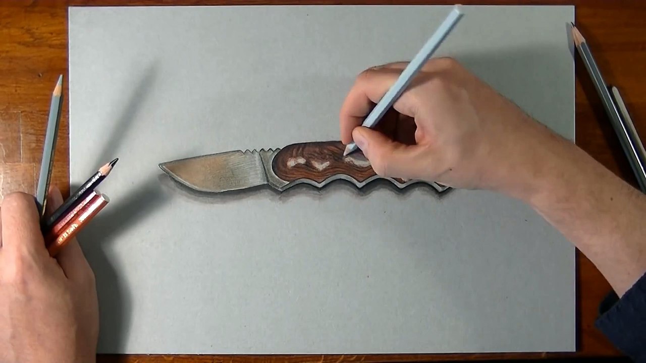 How I draw a knife, really realistic drawing