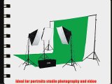 ePhoto 2400 Watt Continuous Video Photography Studio Chromakey Green Screen Lighting Kit H9004S3-1020G