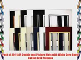 Pack of 20 11x14 Double Picture Mats with White Core Bevel Cut for 8x10 Pictures