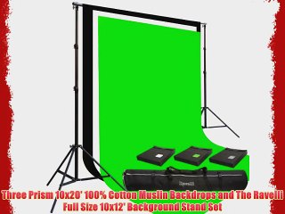 Three Prism 10x20' 100% Cotton Muslin Backdrops and The Ravelli Full Size 10x12' Background