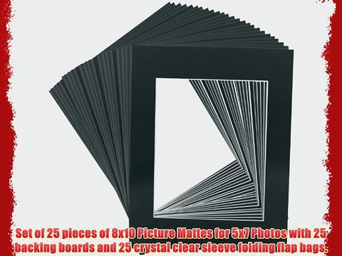 US Art Supply? Brand Premium High Quality 8x10 Black Picture Mat Matte Sets. Includes a Pack