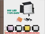 ePhoto 900 LED Dimmable Photography Video Camera DSLR 5400K/3200K Lighting Light Panel for