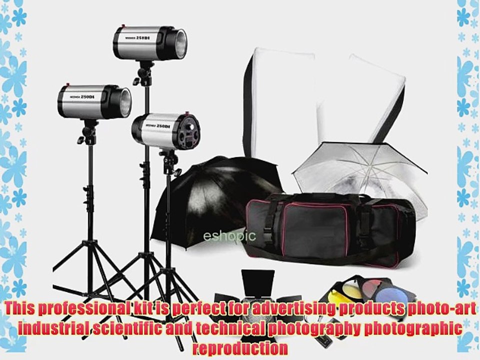 NEEWER 750W Professional Photographic Studio Strobe Flash Light Kit - Barn Door Soft Box Umbrellas