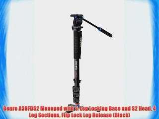 Benro A38FDS2 Monopod with 3-Leg Locking Base and S2 Head 4 Leg Sections Flip Lock Leg Release