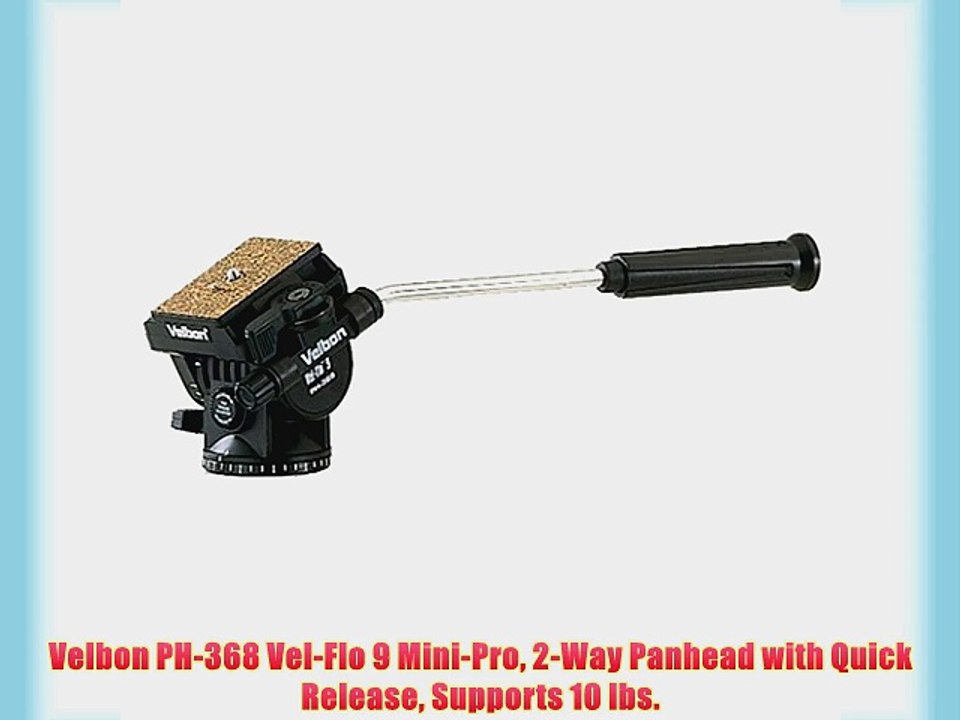 Velbon PH-368 Vel-Flo 9 Mini-Pro 2-Way Panhead with Quick Release Supports 10 lbs.