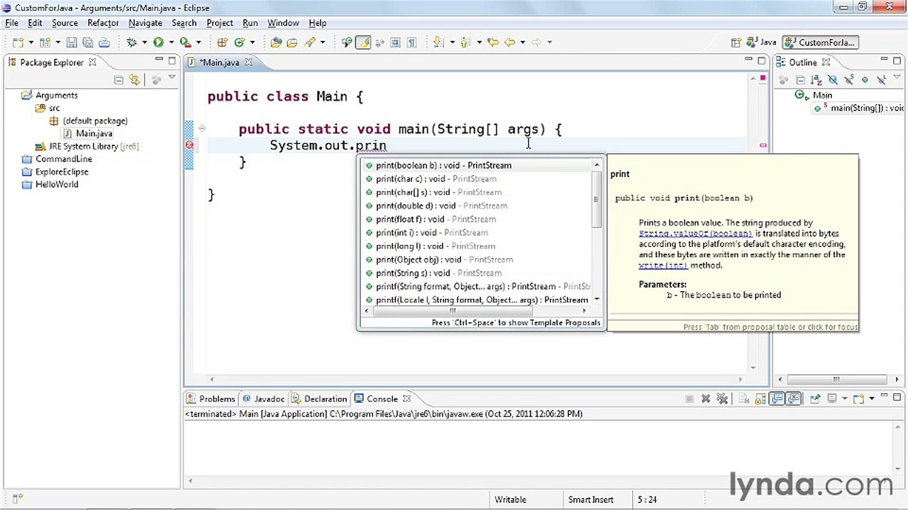 3-4. Passing arguments to the application - Java Classes Part 12