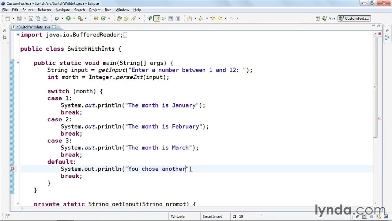 5-2. Using the switch statement - Java Classes Part 25