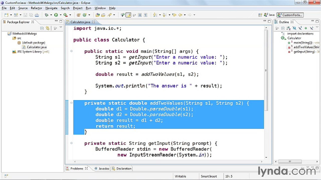 5-5. Declaring methods with arguments - Java Classes Part 28