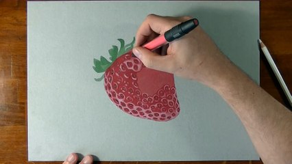 How I draw a strawberry 3D illusion drawing