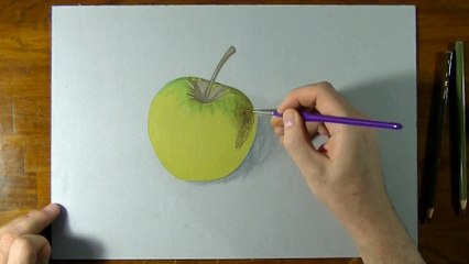 How I draw a yellow apple realistic drawing