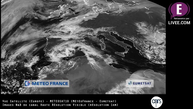 Vue Espace - N&B - Europe - Satellite METEOSAT10 (REPLAY)