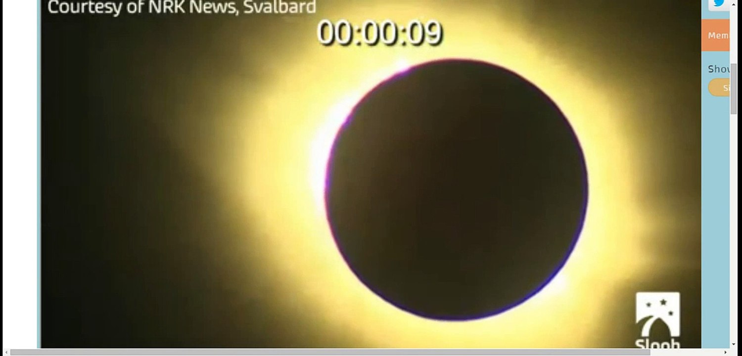 Mar. 20, 2015 at 10:10 AM GMT: Total Solar Eclipse, Svalbard, courtesy of SLOOH