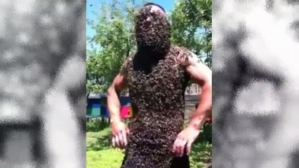 Man Covered on Honey Bees