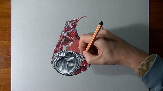 How to draw a crushed coca-cola can
